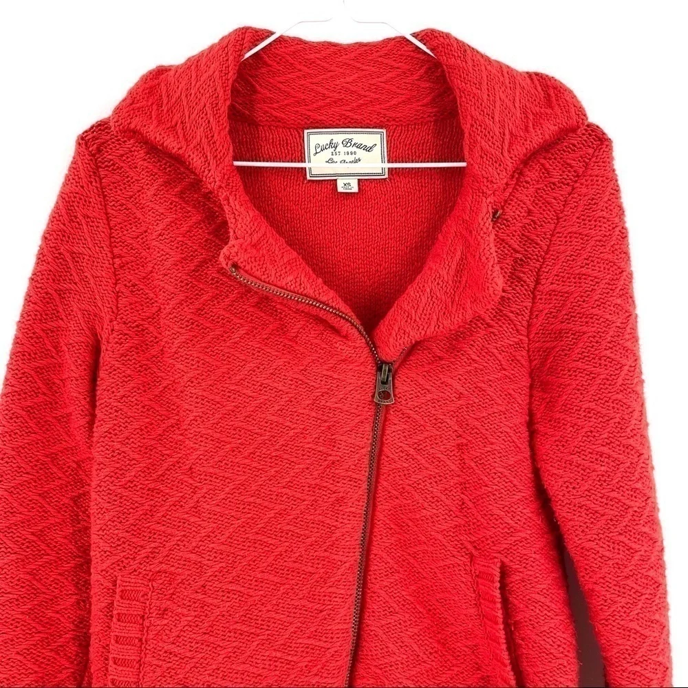 Lucky Brand Knit Asymetrical Zip Up Moto Style Jacket - Picture 3 of 9
